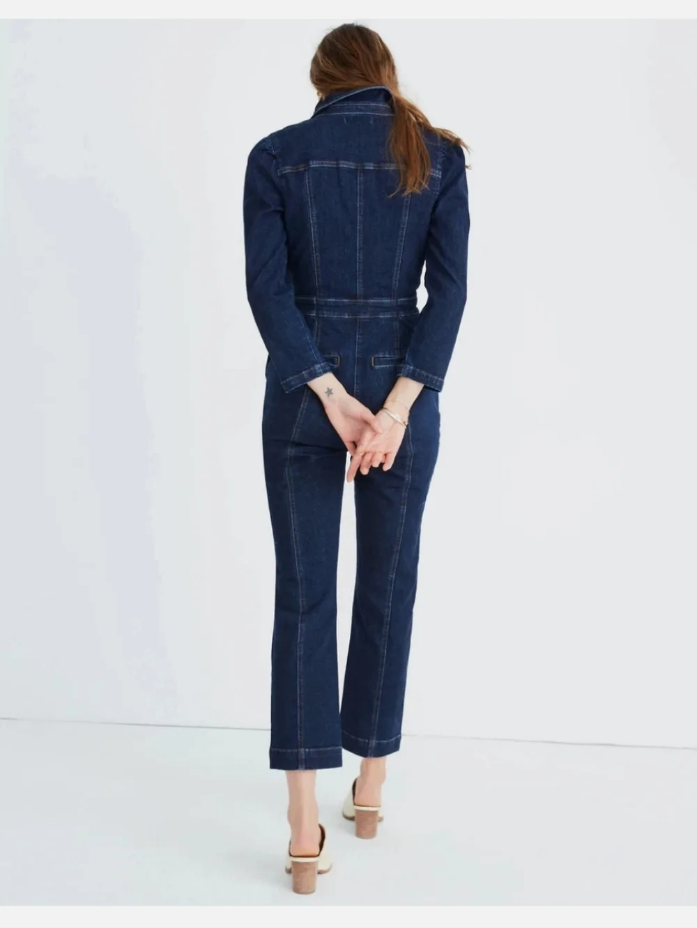 Madewell Denim Jumpsuit Puff Sleeve Size 6 - Picture 2 of 8